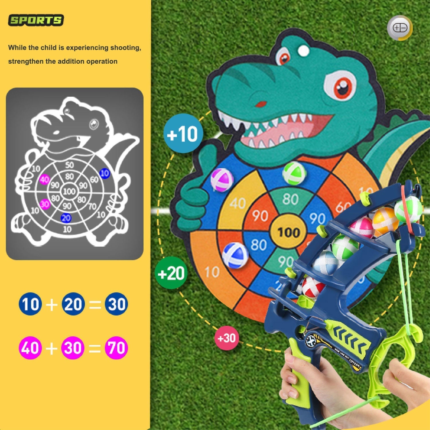 Dinosaur Sticky Ball Bow Dartboard Game