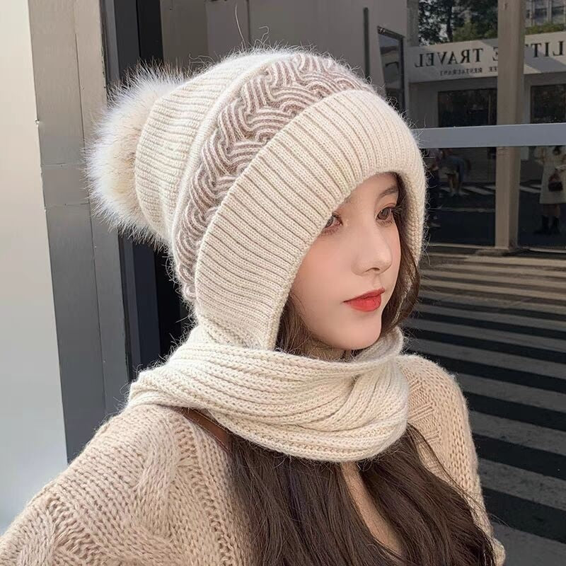 2in1 Wool Winter Scarf Hat