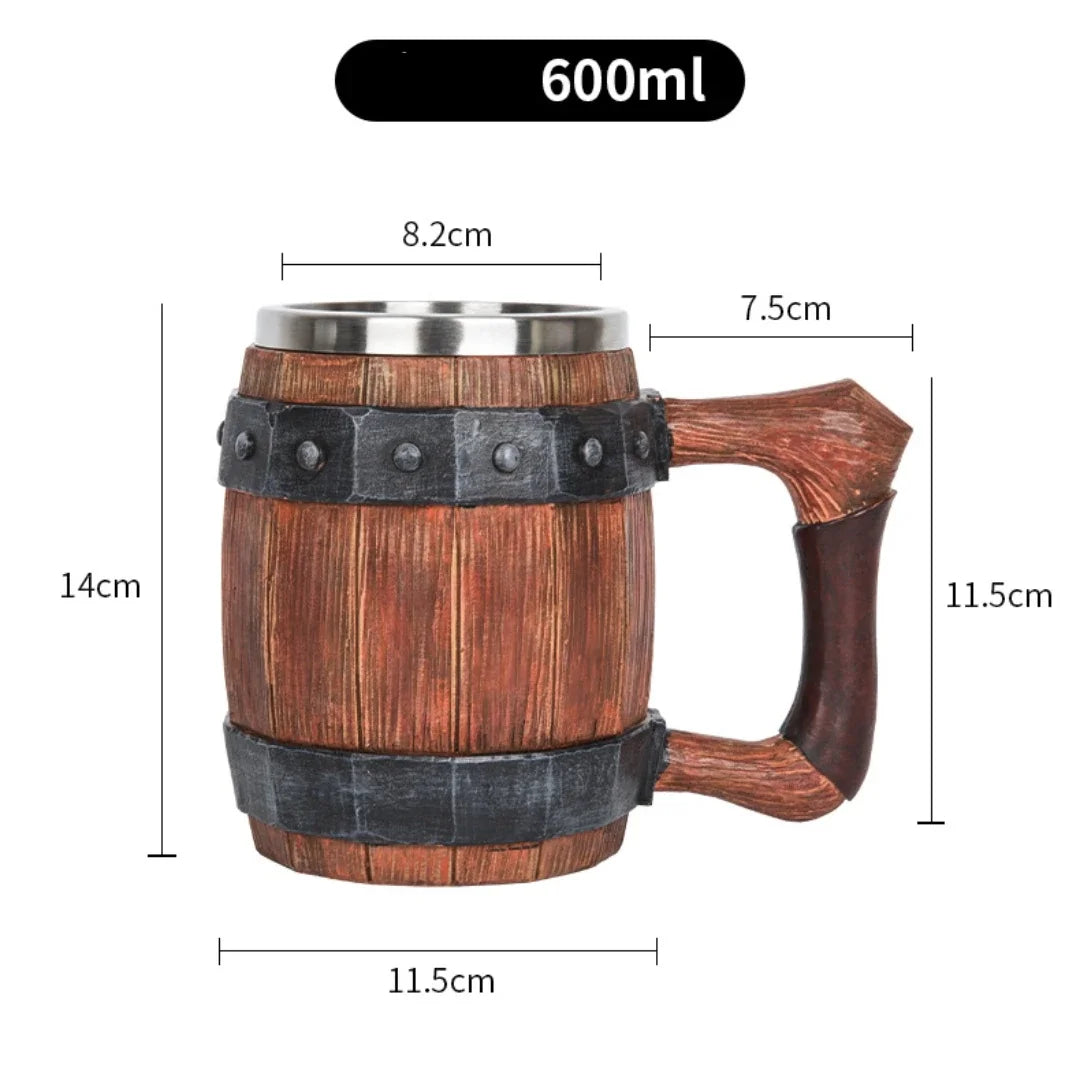 3D Viking-Style Wooden Mug