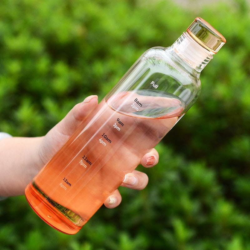 Time Scale Heat-Resistant Glass Water Bottle