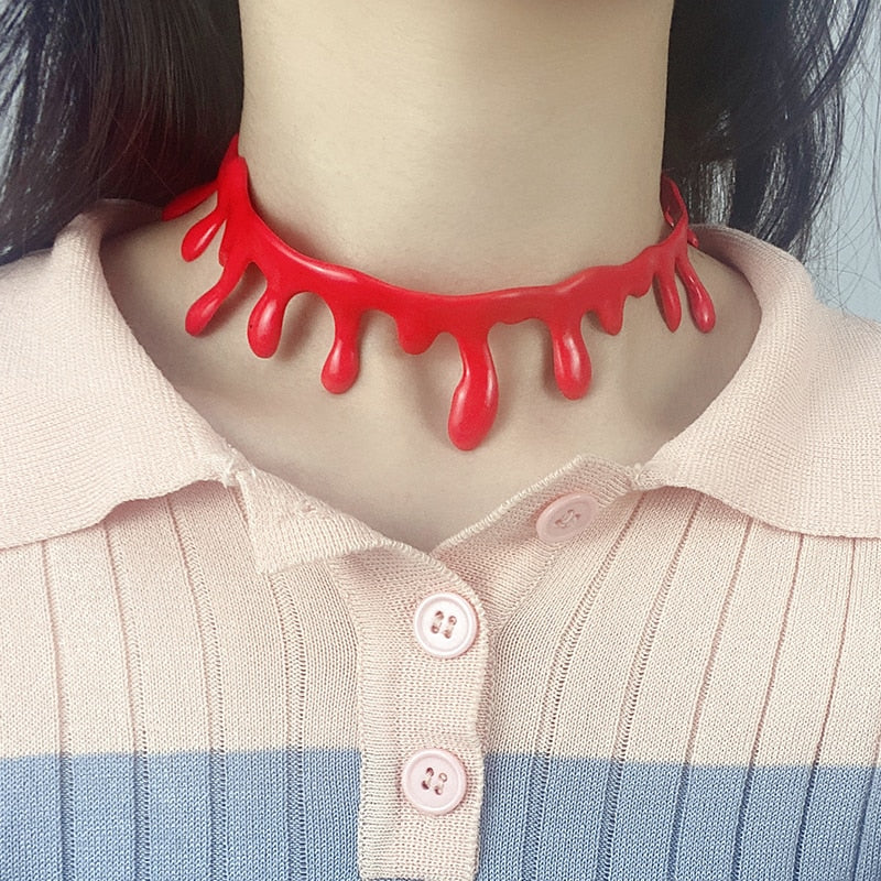 Fake Blood Drip Halloween Necklaces