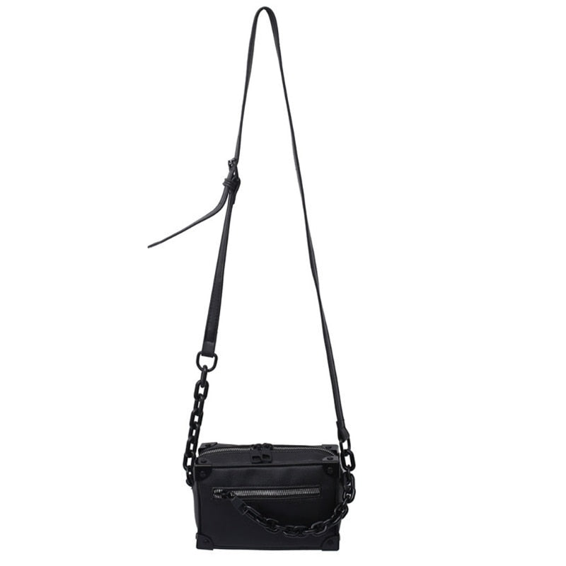 Unisex Crossbody Chain Leather Messenger Bag