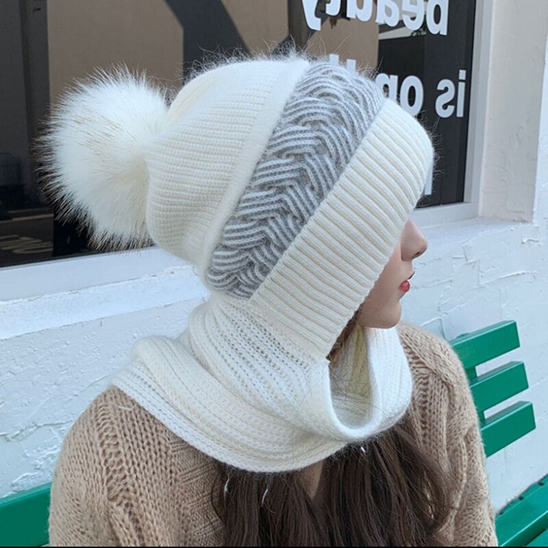 2in1 Wool Winter Scarf Hat