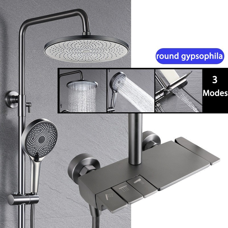 Elegant Piano Style Rainfall Bathroom Shower Set