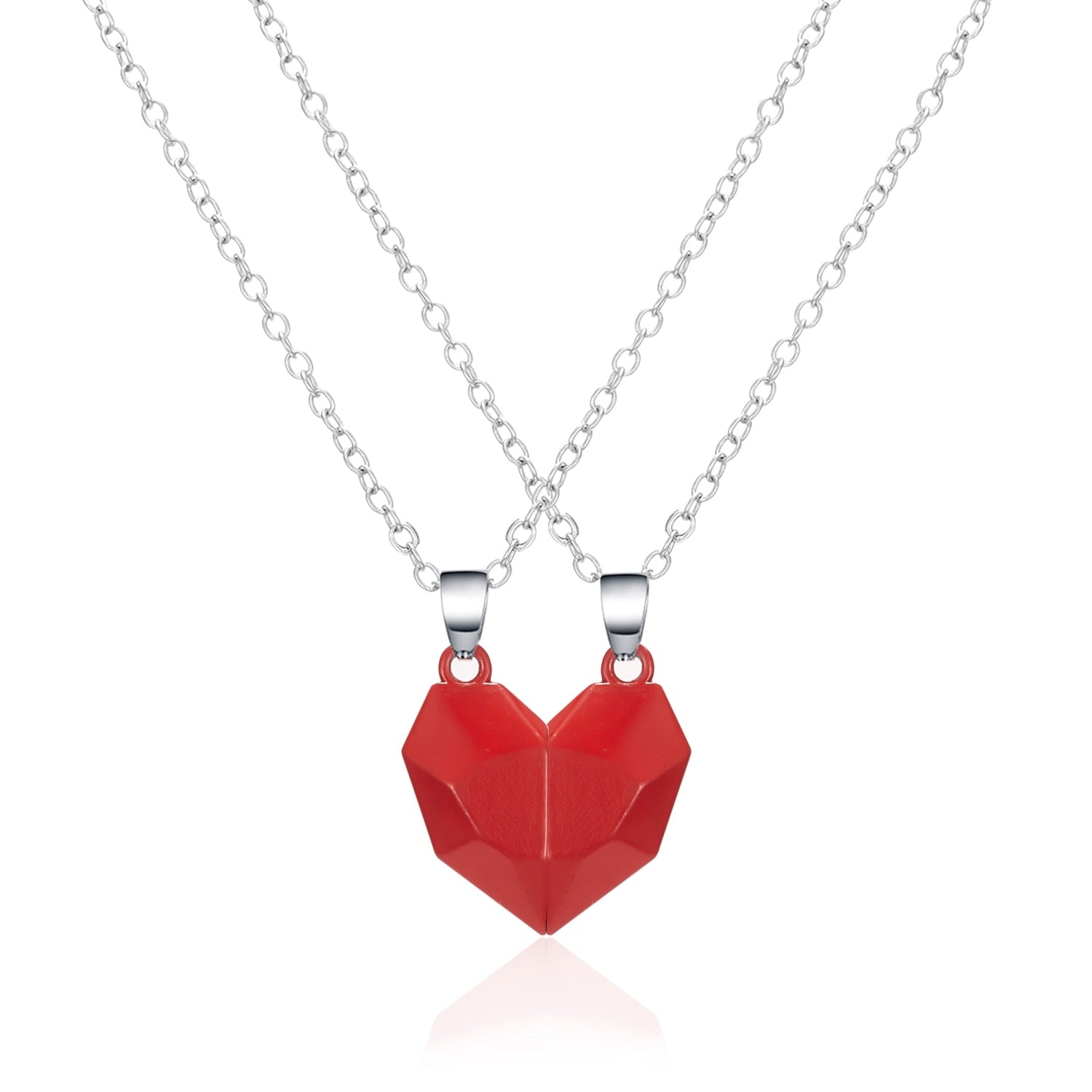 Magnetic Abstract Heart Couple's Necklace