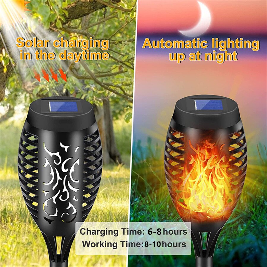 Outdoor LED Solar Artificial Flame Lamp