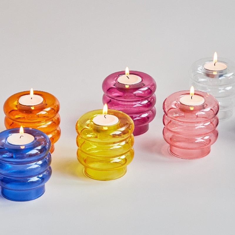 Dual Glass Spiral Candle Holder