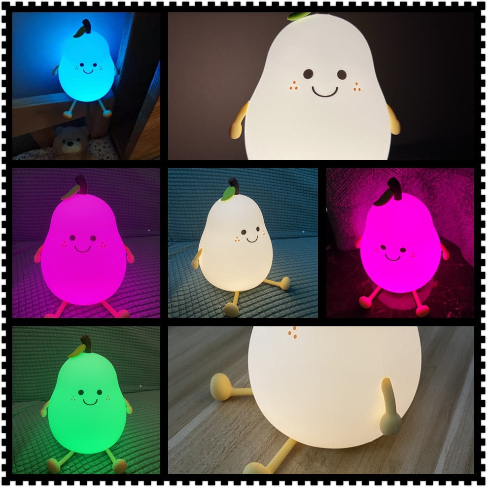 Cute Pear Bedside Touch Night Lamp