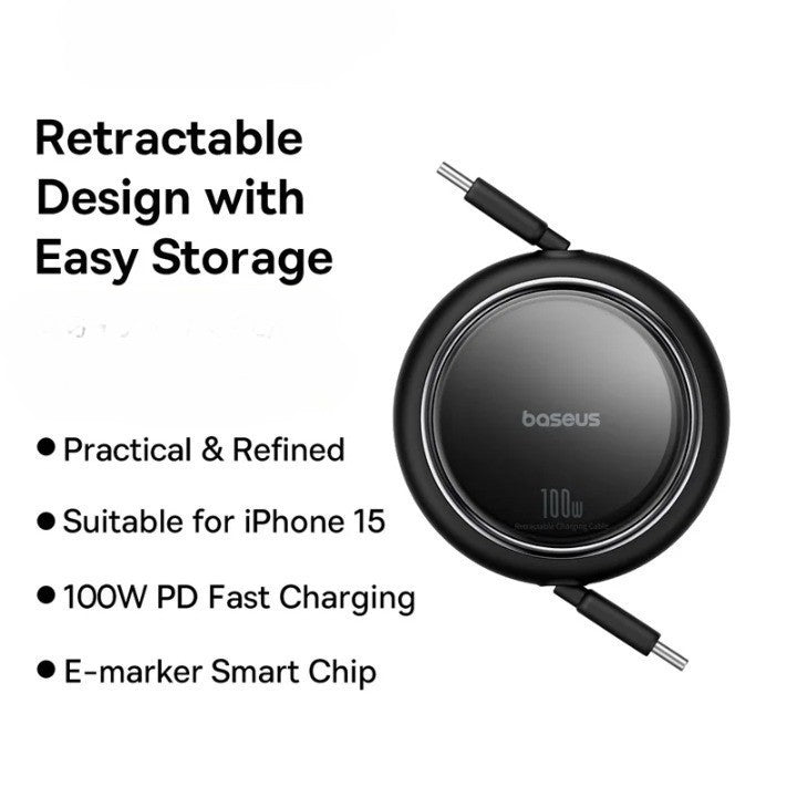 Retractable Compact Ultra Fast Charging Cable