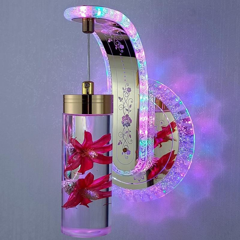 Elegant Crystal Flower Dimming Wall Lamp