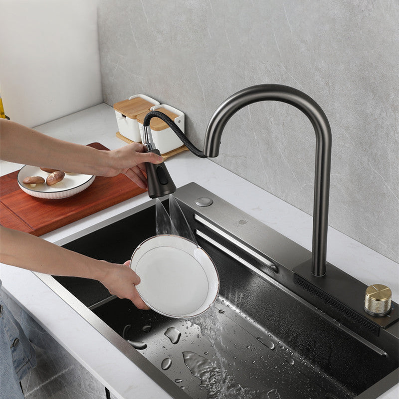 Elegant Stainless Steel Waterfall Kitchen Sink