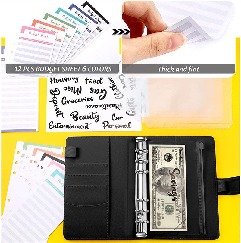 Financial Planner Leather Multi Pocket Bill Organizer Notebook