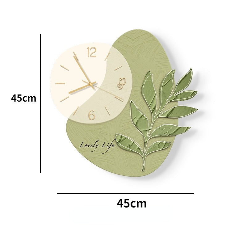 Elegant Leaf LED Silent Wall Clock