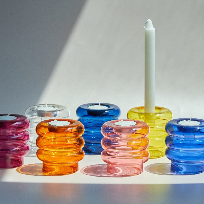 Dual Glass Spiral Candle Holder