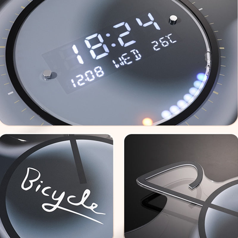 3D Luminous Modern Led Digital Bike Wall Clock