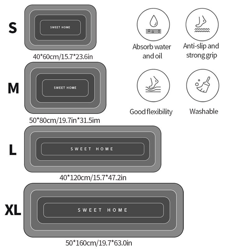 Modern Water Absorbent Anti-slip Area Rugs