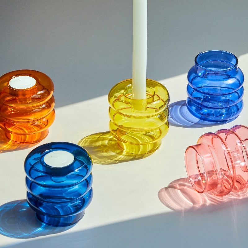 Dual Glass Spiral Candle Holder