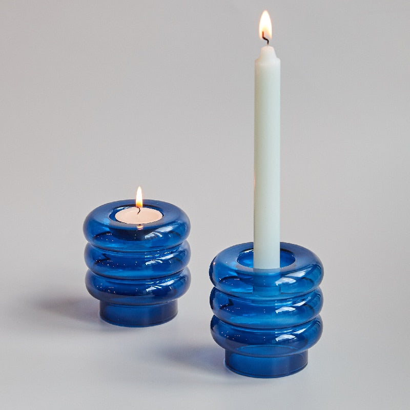 Dual Glass Spiral Candle Holder