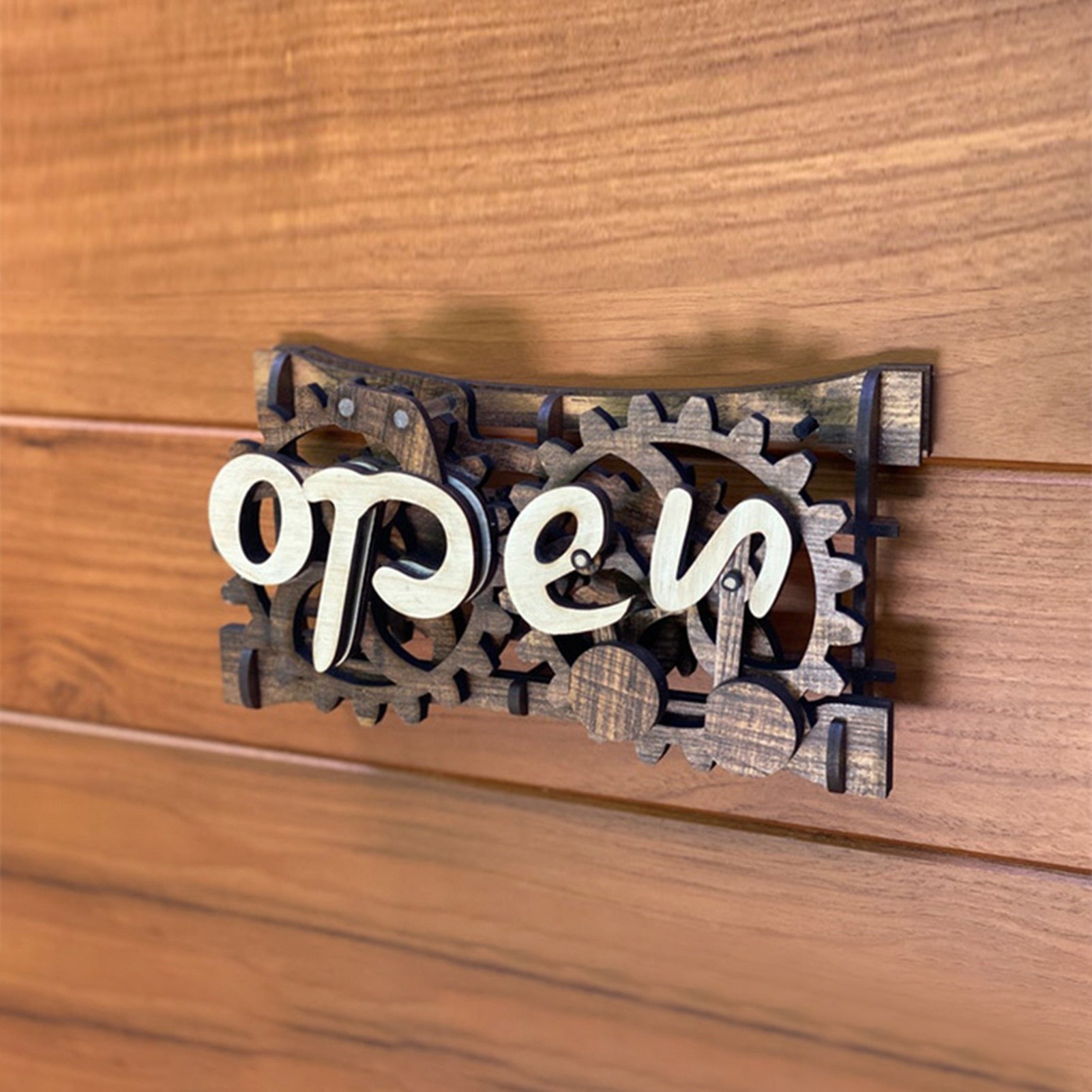 Wooden Double-Sided Reversible Open Closed Sign