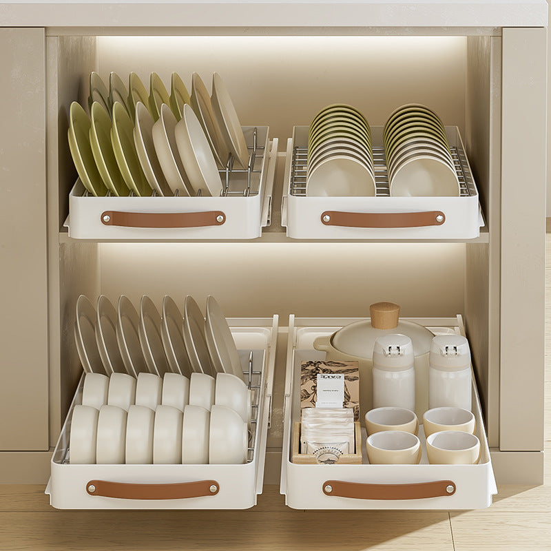 Stainless Steel Pull-Out Storage Kitchen Organizer Tray