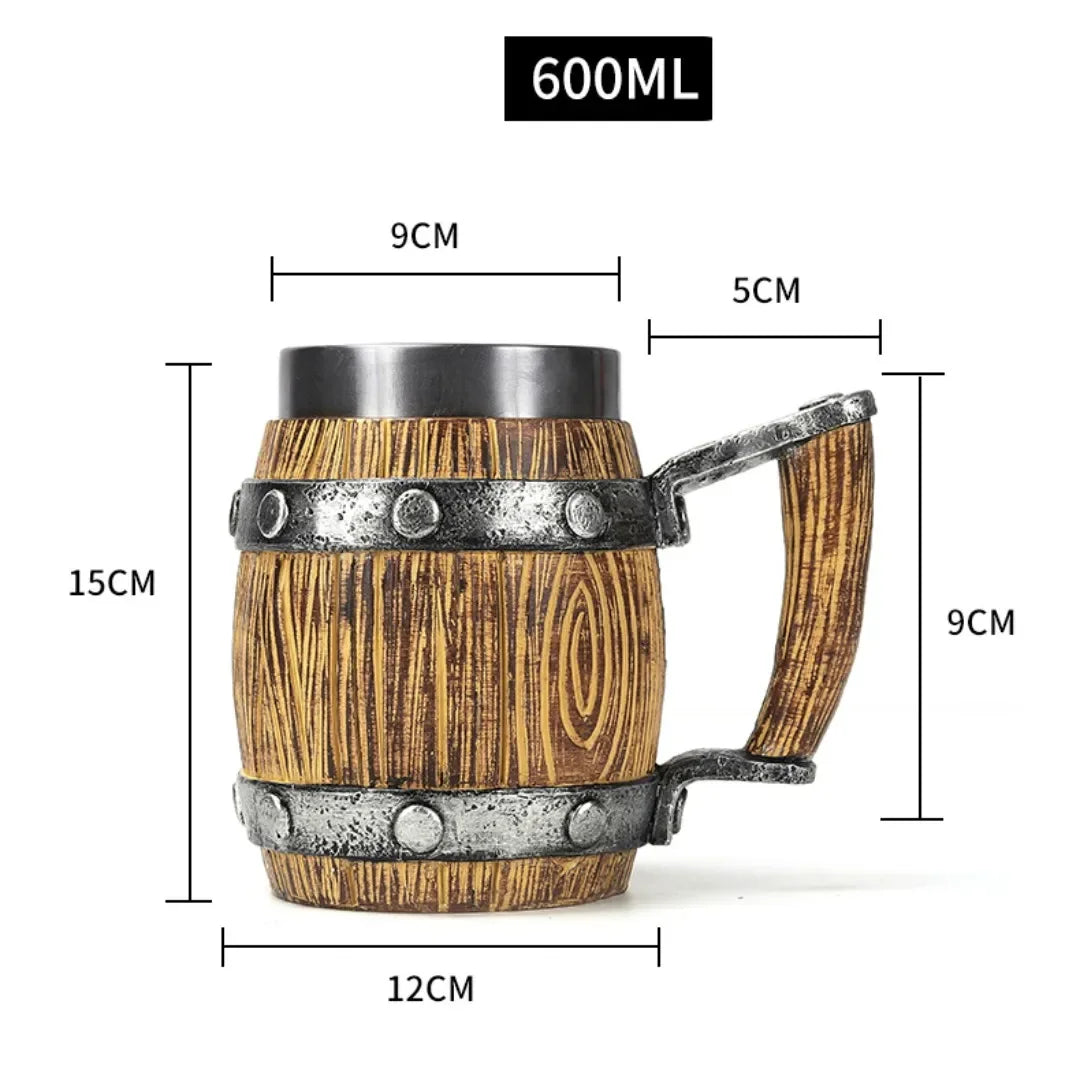 3D Viking-Style Wooden Mug