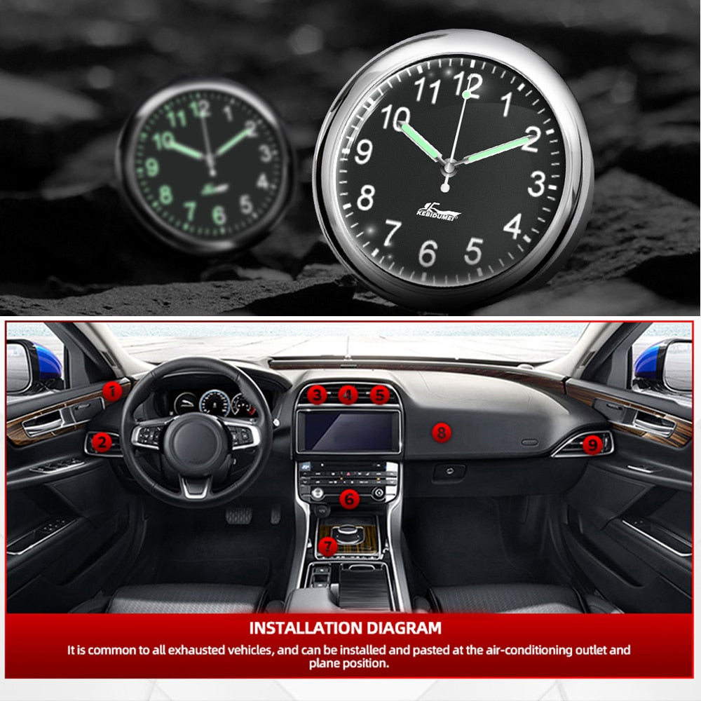 Stick-On Car Dashboard Luminous Clock