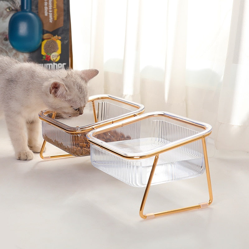 Transparent Non-slip Double Pet Bowl