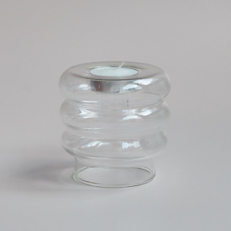 Dual Glass Spiral Candle Holder