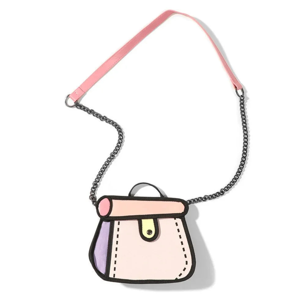 2D Canvas Texture Crossbody Bag