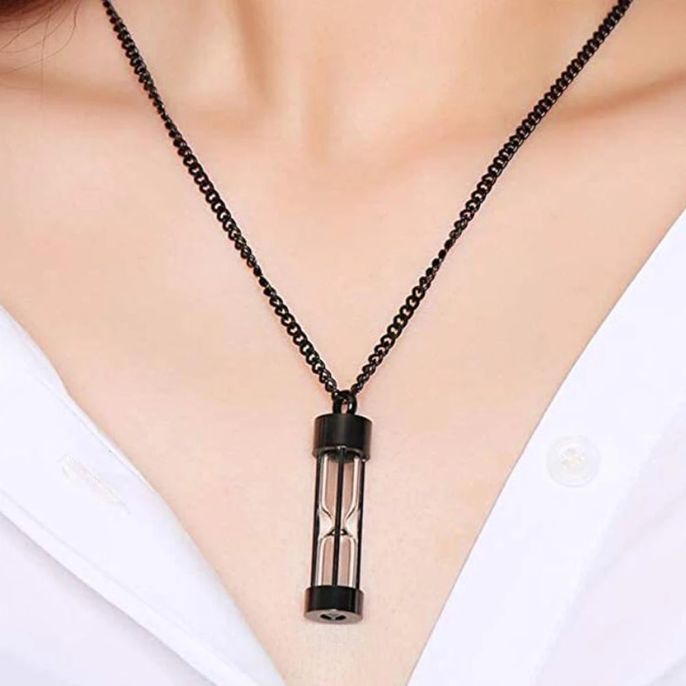 Memory Hourglass Glass Necklace