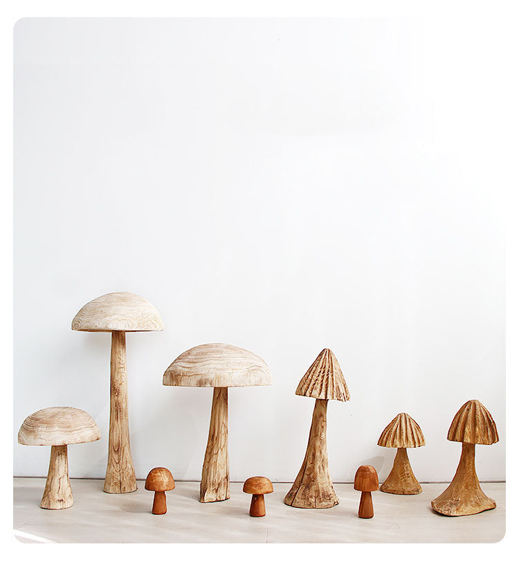 Mushroom Solid Wood Sculpture Home Decor