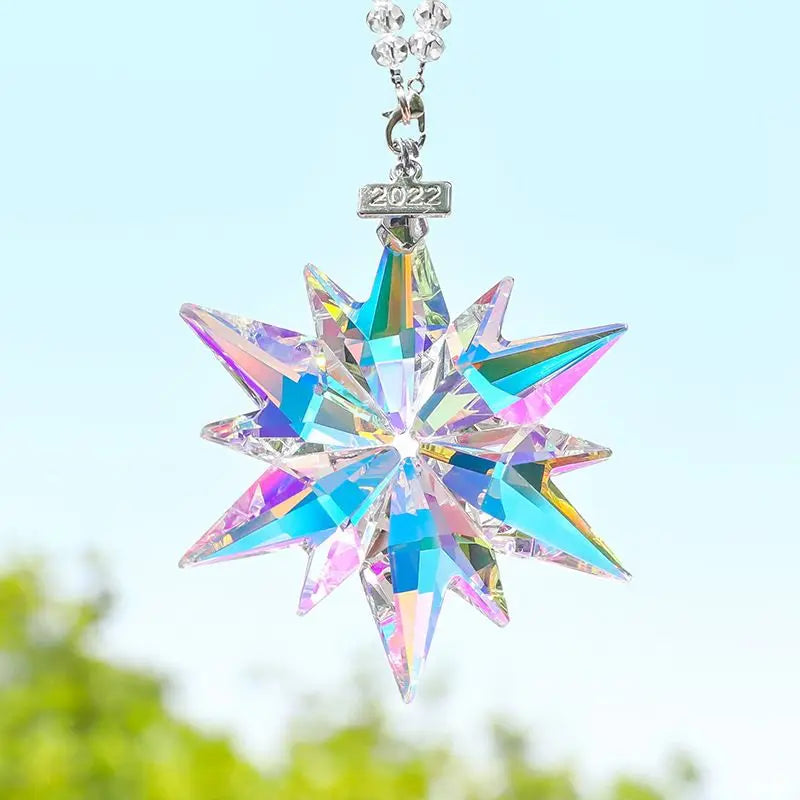 Transparent Snowflake Rainbow Car Pendant Decor