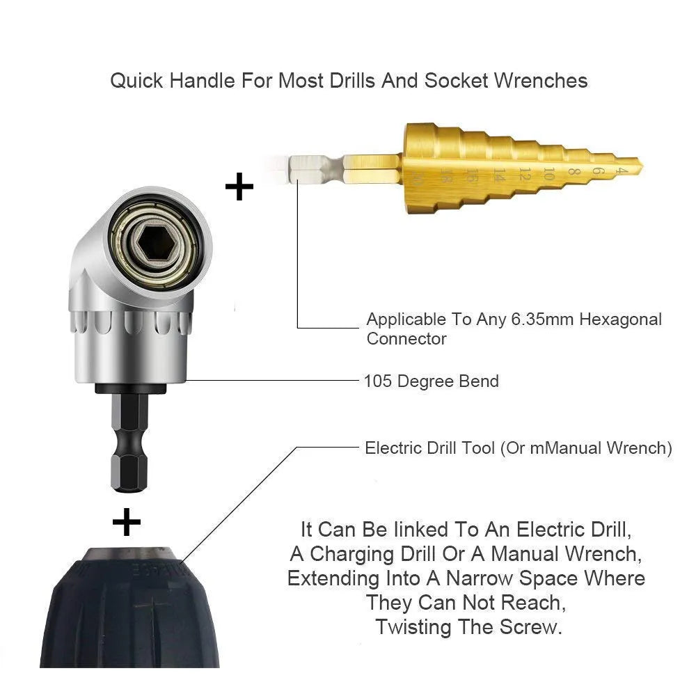 360 Degree Right Angle Drill Extension Tool