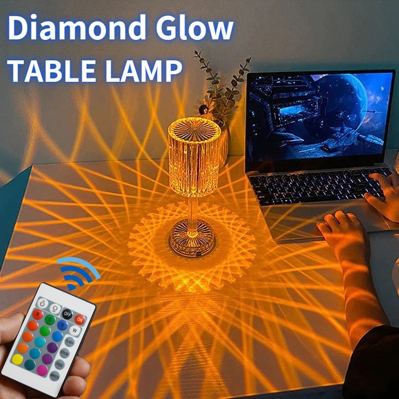 Diamond Glow Acrylic Touch Table Night Lamp