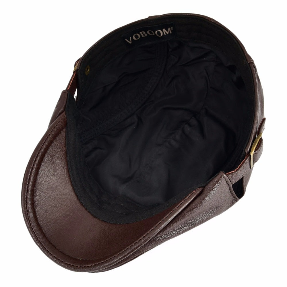 Timeless Newsboy Retro Leather Flat Cap