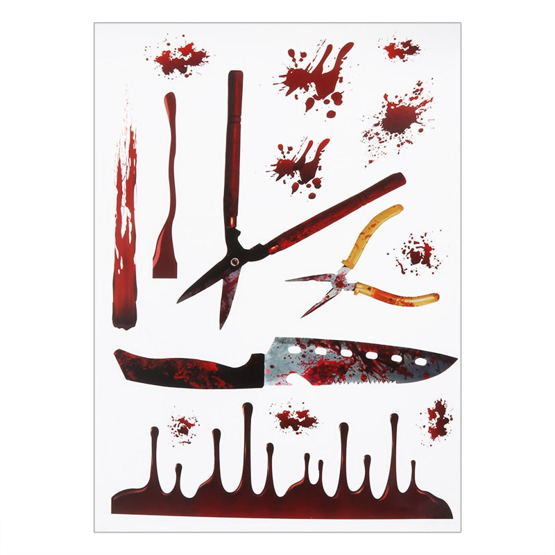 Bloody Handprint Stickers Halloween Decor