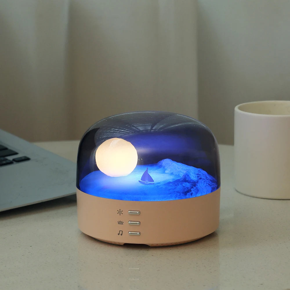 3D Mysterious Moon LED Night Light Speaker