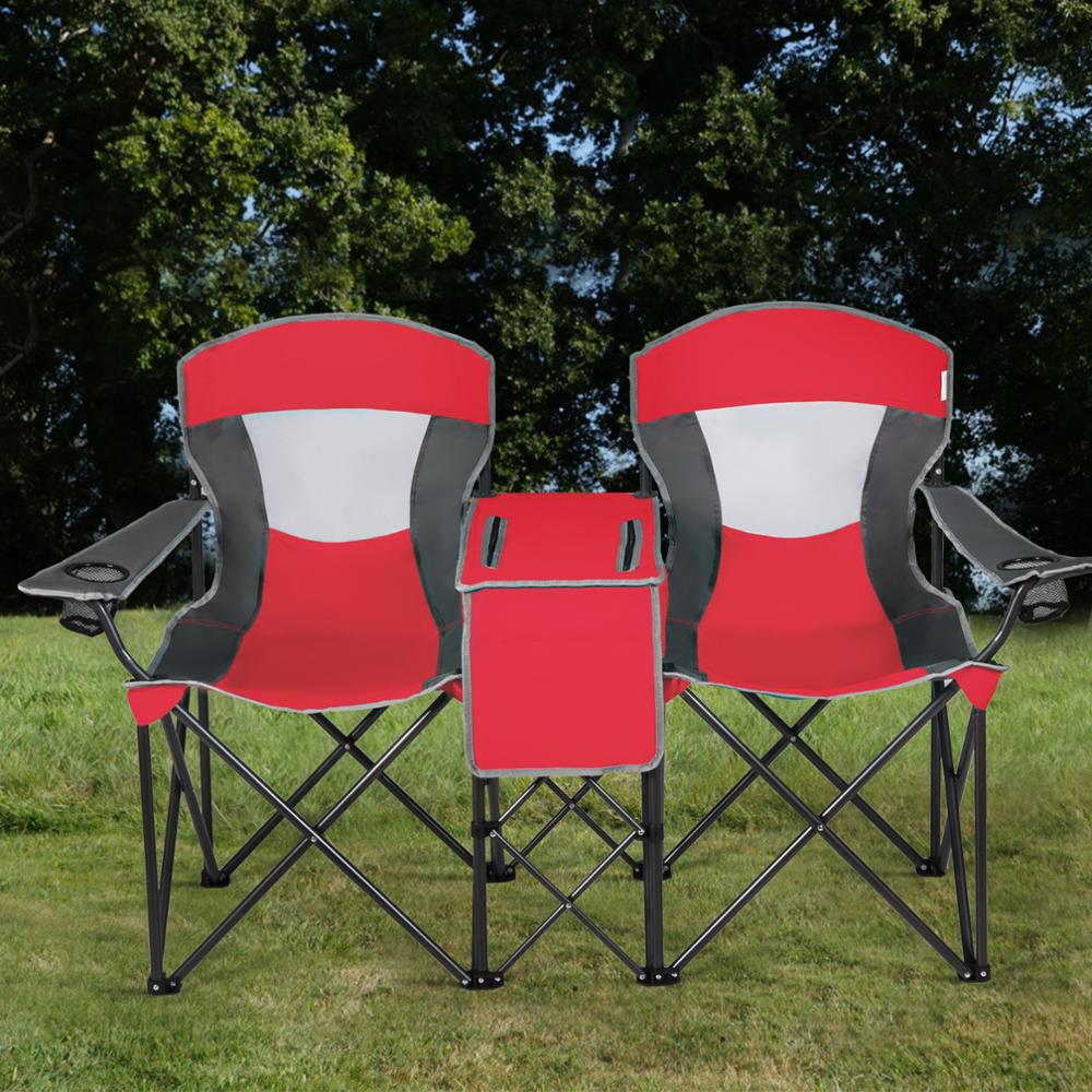 Double Folding Built-in Ice Box Camping Chair