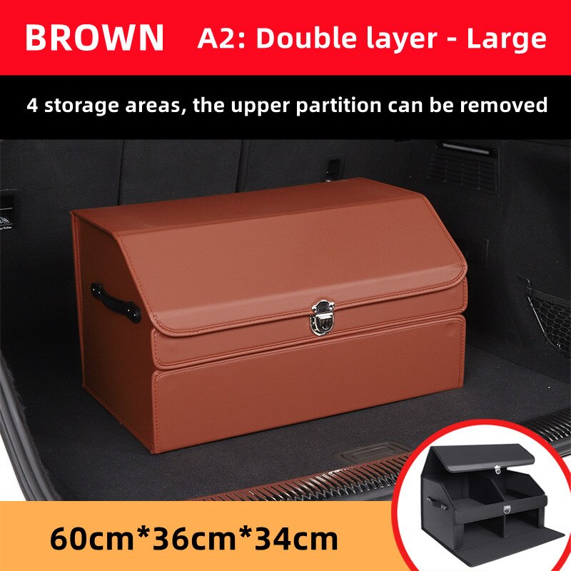 Car Guru Leather Large Capacity Trunk Organizer Box