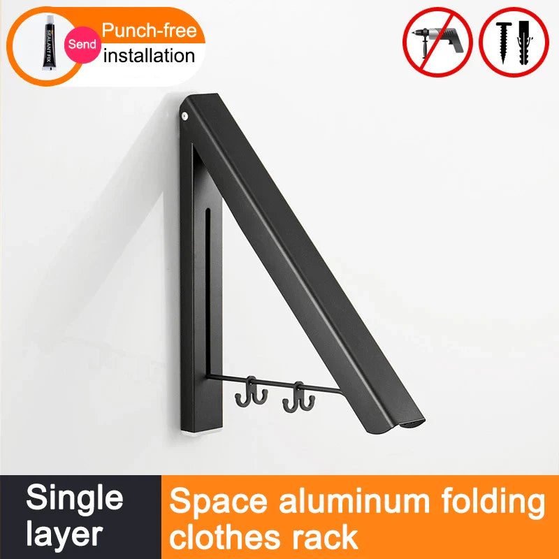 Space Saver Foldable Wall Clothes Aluminum Rack