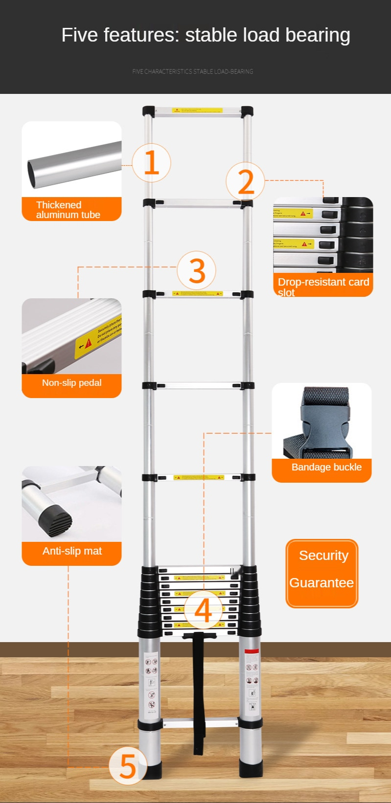 Adjustable Non-Slip Foldable Telescopic Ladder