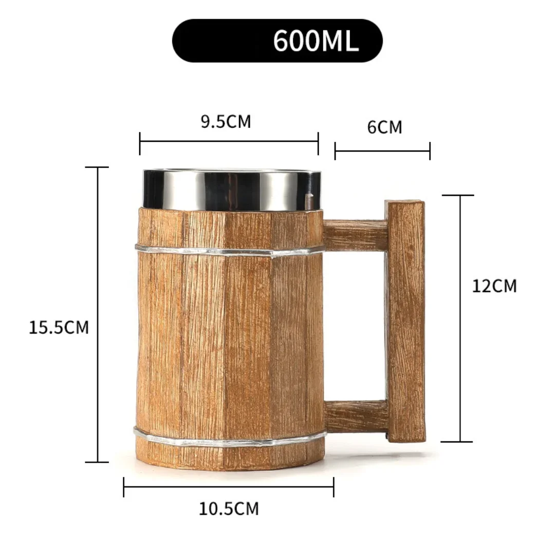 3D Viking-Style Wooden Mug