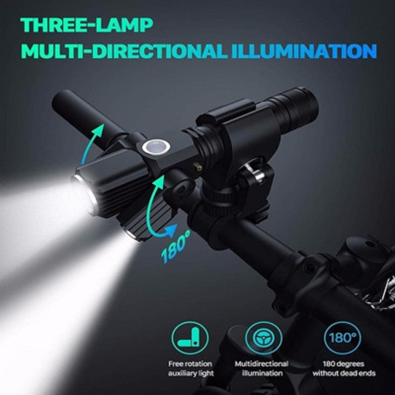 Three Head Rechargeable Rotatable Flashlight