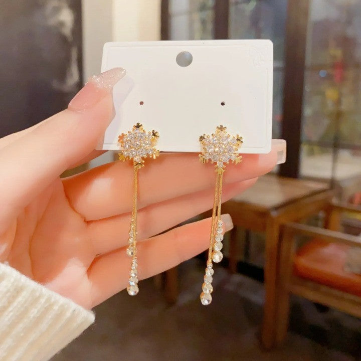 Shiny Snowflake Korean Style Earrings