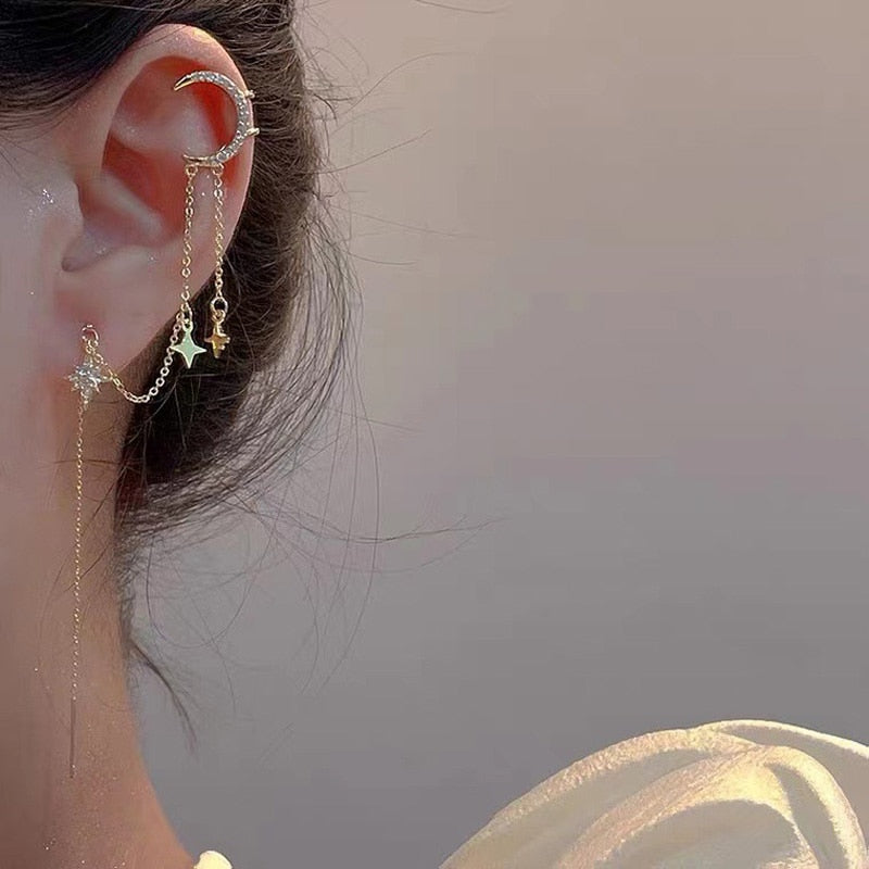 Sparkling Night Long Tassel Ear Clip