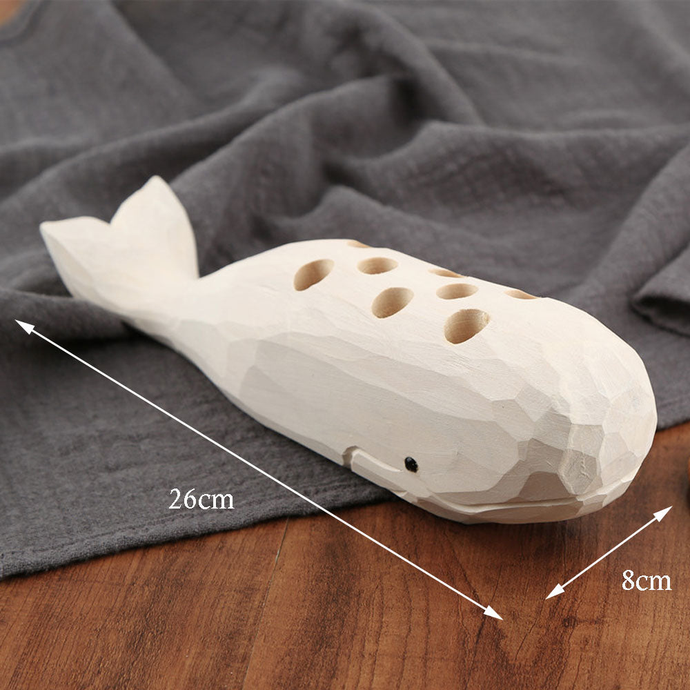 Wooden Whale Creative Pen Holder