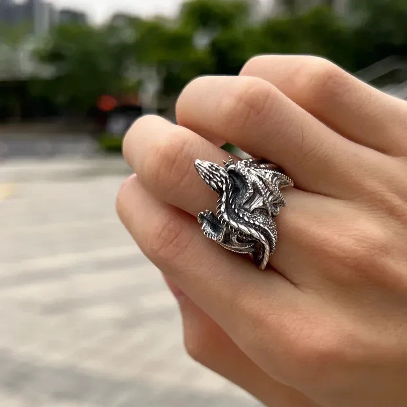 Majestic Dragon Wing Open Ring