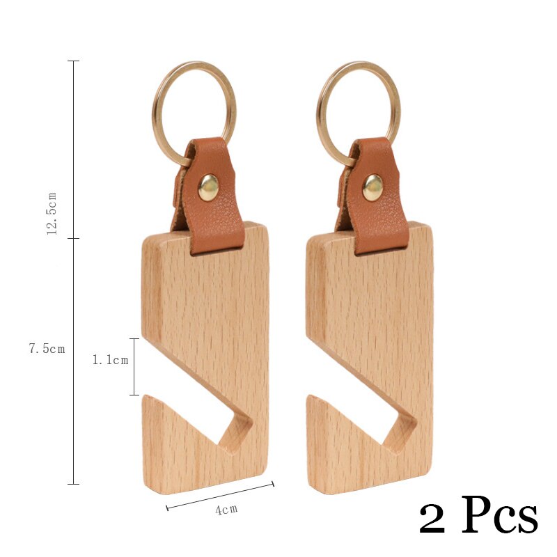 Portable Keychain Wood Phone Stand