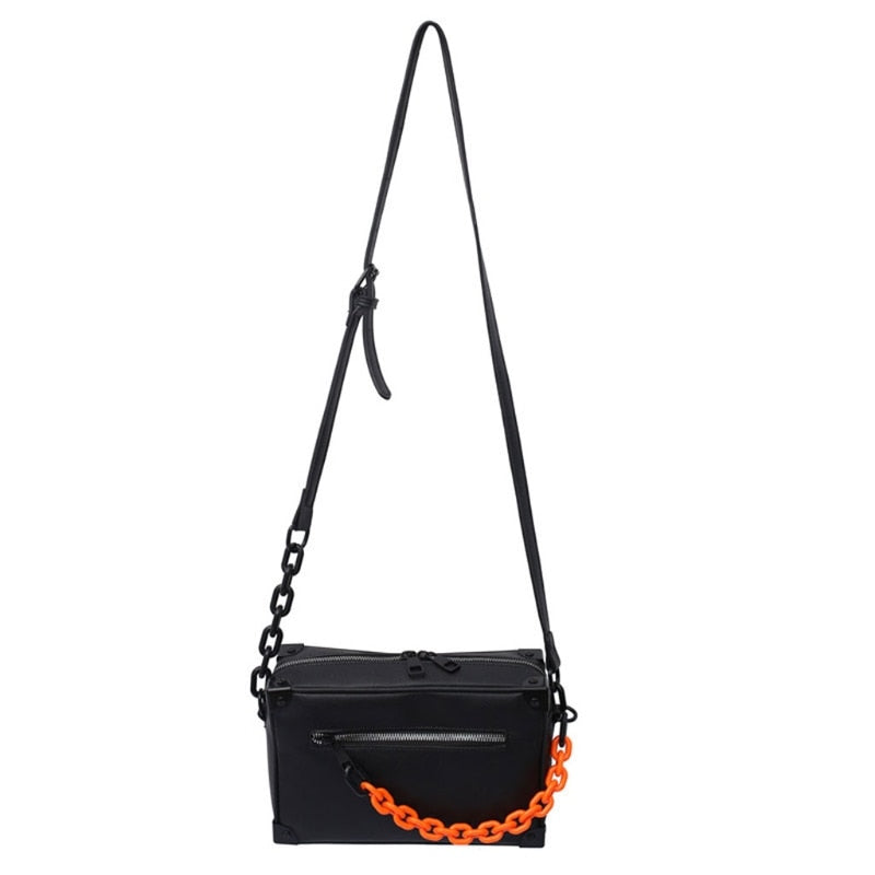 Unisex Crossbody Chain Leather Messenger Bag