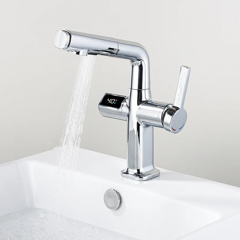 Elegant House Brass Aqua View Bathroom Digital Faucet